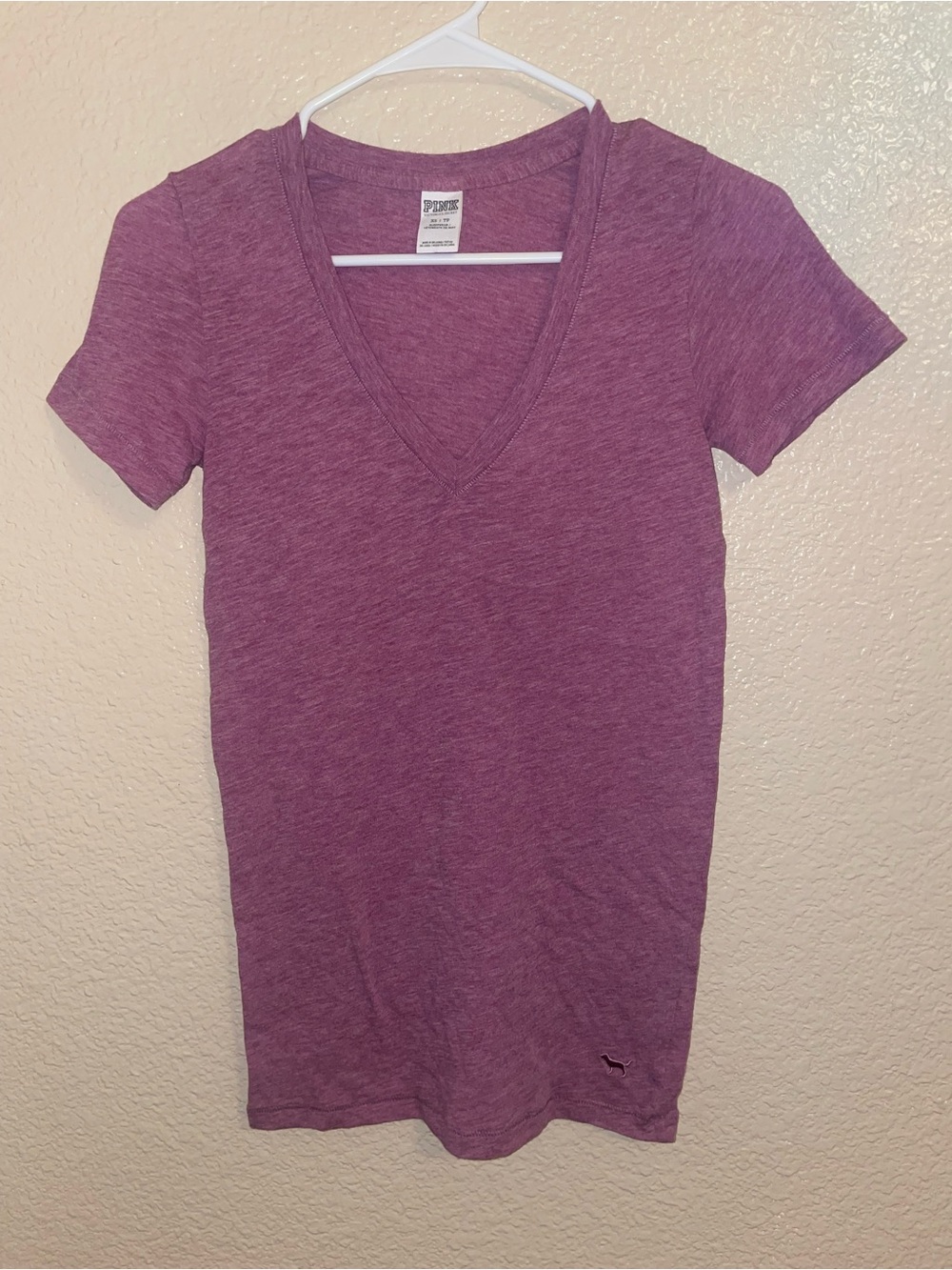 PINK Victoria's Secret Plum Heather V-Neck Short Sleeve Tee